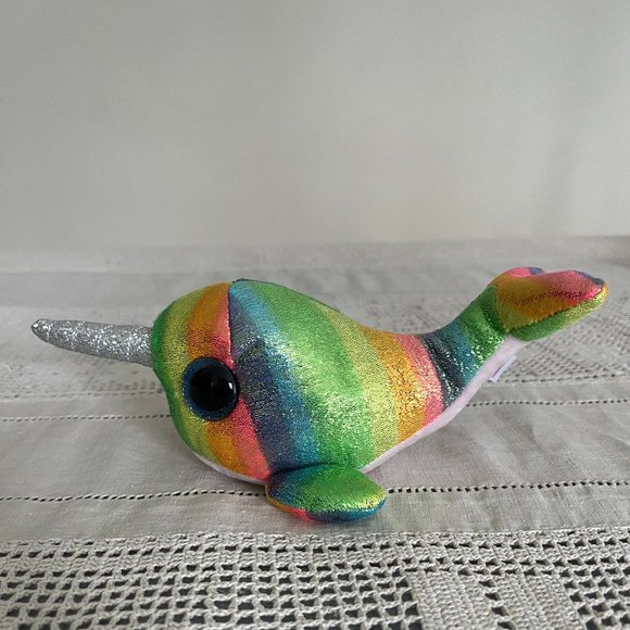 Ty Beanie Boos Nori Narwhal Unicorn Of The Sea A Magical Creature 2018 6” - Picture 3 of 7